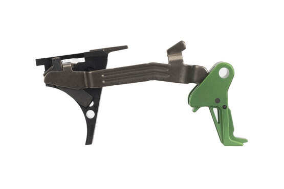CMC Triggers Drop-In Glock 42 trigger features a flat bow for enhanced trigger feel and an eye-catching green trigger.